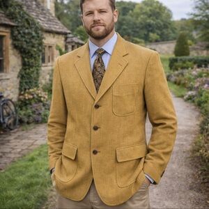 Vintage Mustard Yellow Linen Blazer Jacket